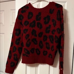 PINK Victoria's Secret Red and Black Leopard Sweater
